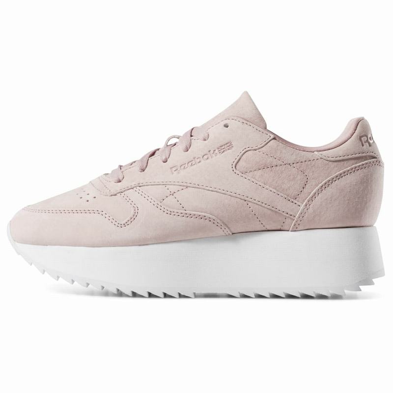 Reebok Classic Leather Double Tenisky Damske - Ruzove/Biele CZ1233CZ